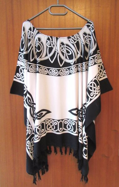 Tunika Bluse XXL WEISS SCHWARZ KELTISCH